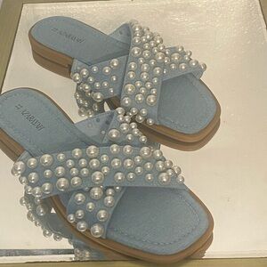 Veronica M Light Blue Pearl Sandals